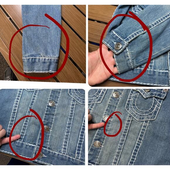 Men's Vintage True Religion Jimmy Super T Blue Denim Jacket Size Medium (Flaws) - Picture 5 of 10